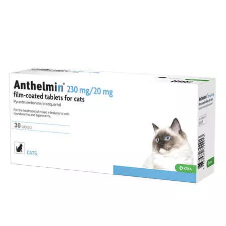 Anthelmin for Cats 230mg/20mg - Film-Coated Tablets for Roundworms & Tapeworms
