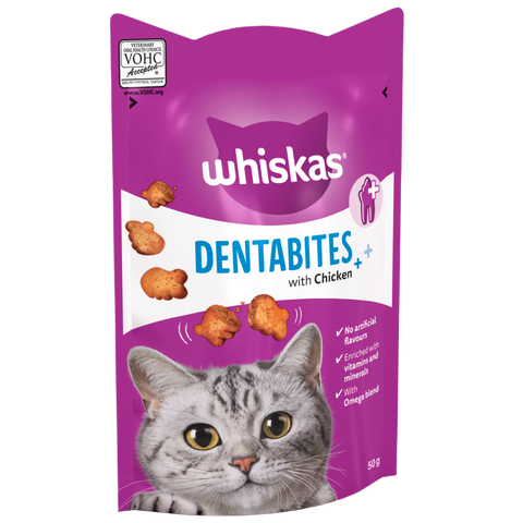 WHISKAS Dentabites Adult Cat Treats with Chicken 40g