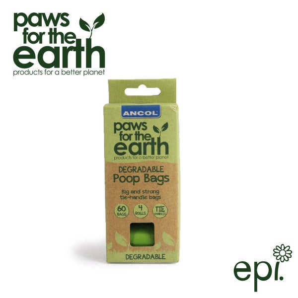 Poop Bag Dispenser Refill 60 Tie Handle bags Degradable