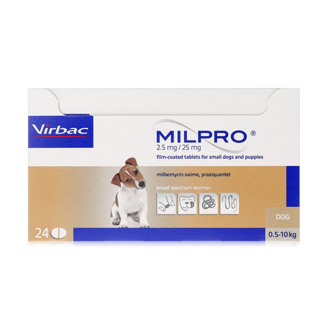Milpro 2.5mg/25mg Tablet for Puppies and Small Dogs