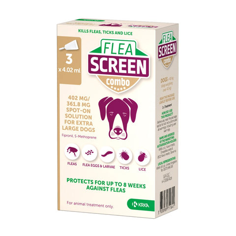 Flea Screen Combo Spot on for dogs - XL Dogs (40-60kg) 3 pipettes