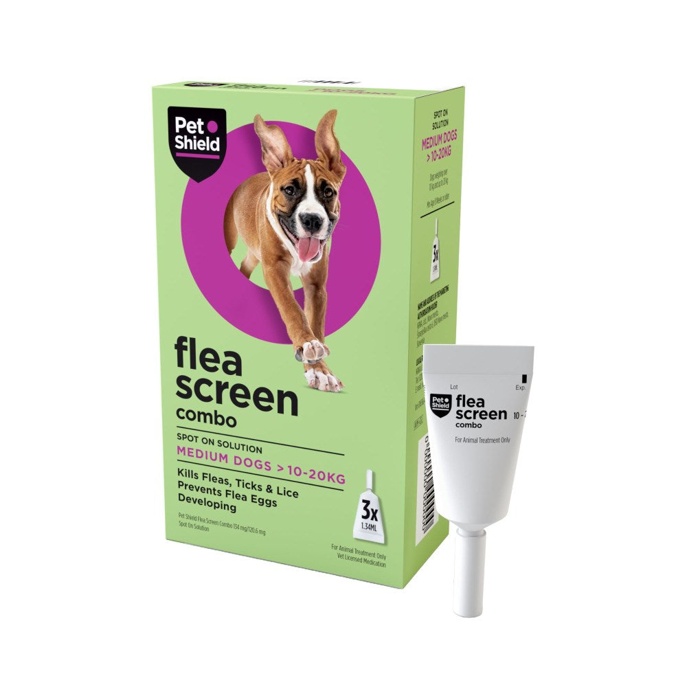 Flea Screen Combo Spot on for dogs - Medium Dog (10-20kg) 3 pipettes