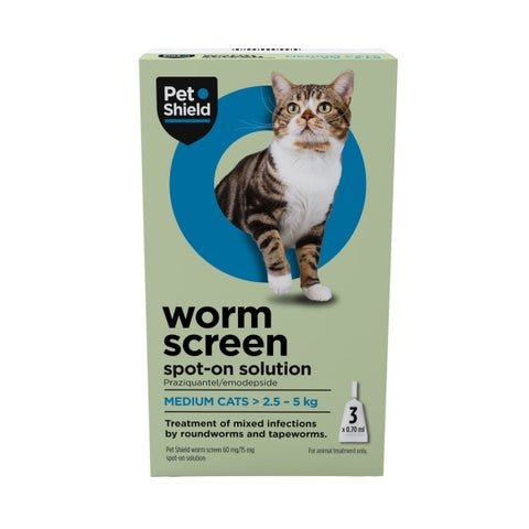 Pet Shield Worm Screen Spot-on Solution for Cats - 3 pipettes