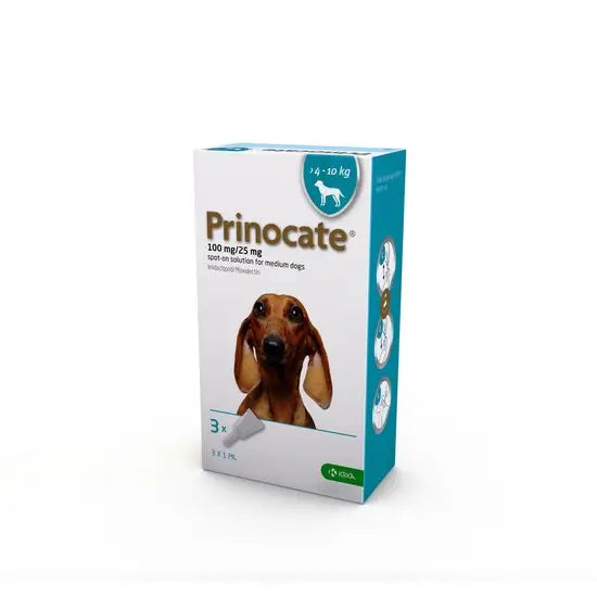 Prinocate Spot-On Flea and Worm Treatment for Medium Dogs (4-10kg) 3 pipettes