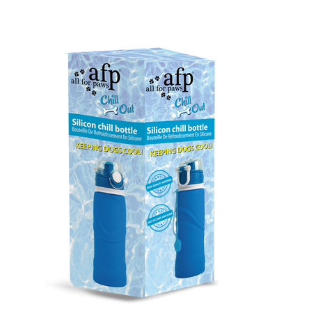 Portable Water Bottle For Dogs - Collapsible - All For Paws Chill Out Silicone Chill Bottle (750ml)