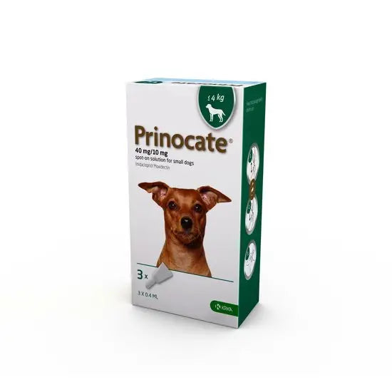 Prinocate Spot-On Flea and Worm Treatment for Small Dogs (<4kg) 3 pipettes