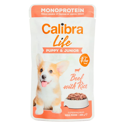 Calibra Dog Life Pouch Puppy & Junior Beef 10x150g
