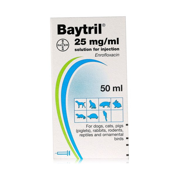 Baytril 25mg/ml Solution for Injection - 50ml – VetMedi.co.uk