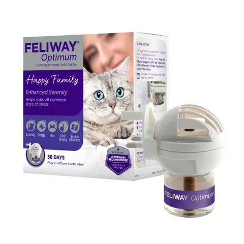 Feliway Optimum Cat Calming Diffuser Starter Pack Plug In with 48ml Vial