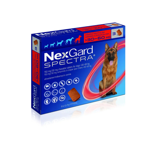 NexGard Spectra Chewable Tablets for Extra Large Dogs 30-60KG x 3