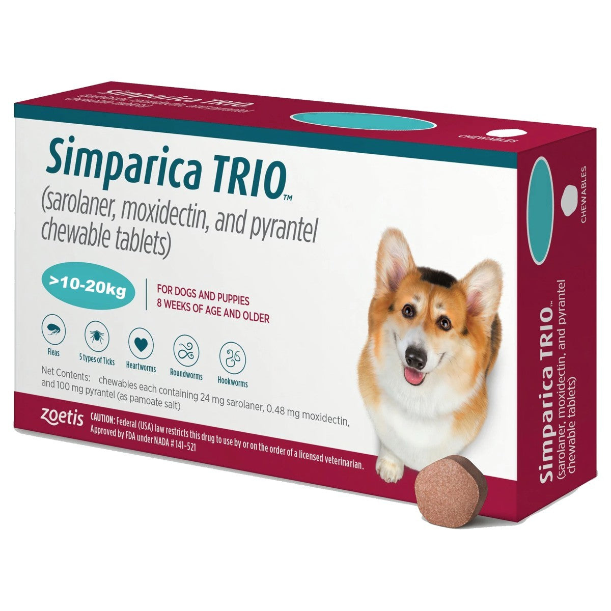 Simparica Trio Chewable Tablets For Dogs