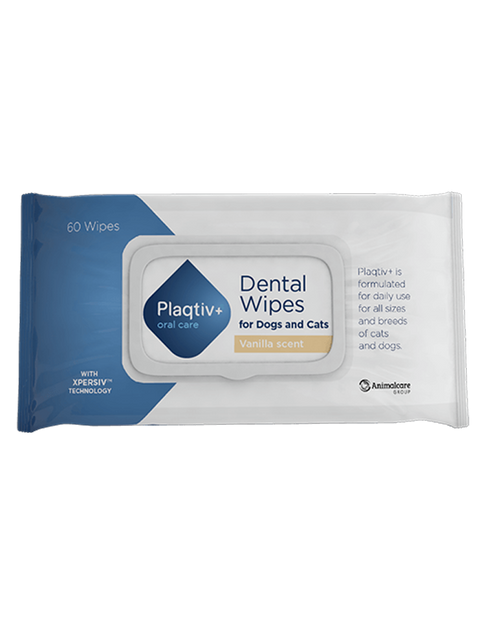 Plaqtiv+ Oral Care Dental Wipes for Cats & Dogs - 60 wipes